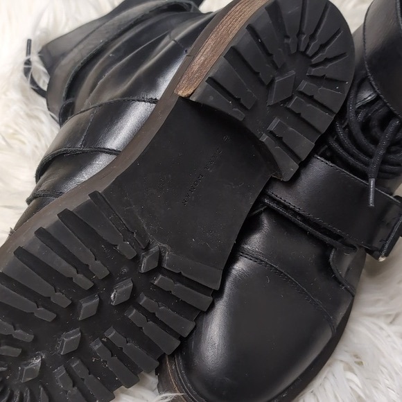 Zara Black Combat Boots with Rugged Design and Adjustable Fit - Picture 7 of 9